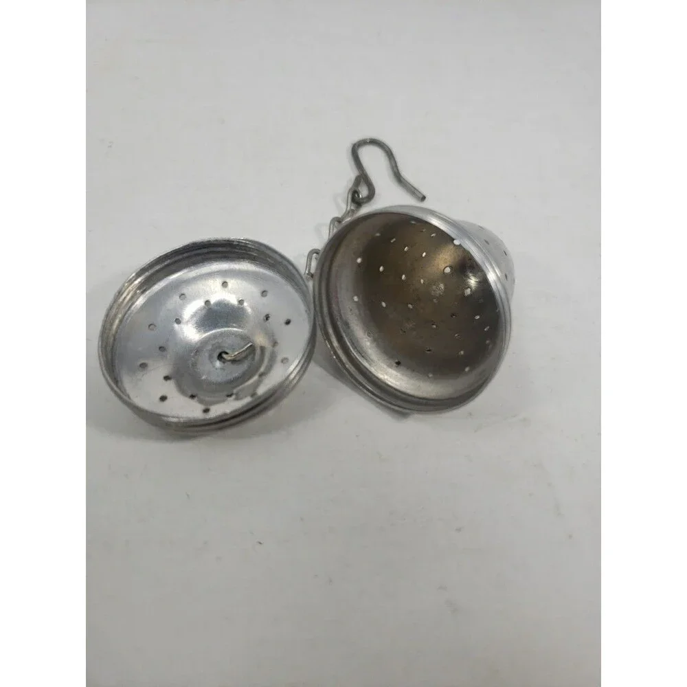 Vintage MCM Aluminum Acorn Shaped Tea ball Infuser Strainer with Hook & Chain